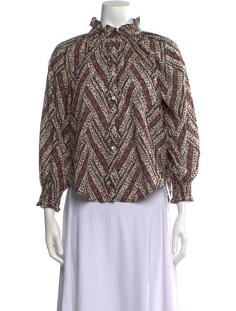 Veronica Beard Printed Mock Neck Blouse