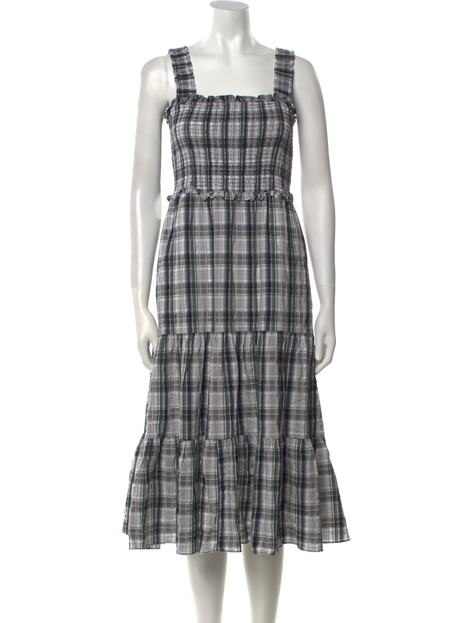 Veronica Beard Plaid Print Midi Length Dress