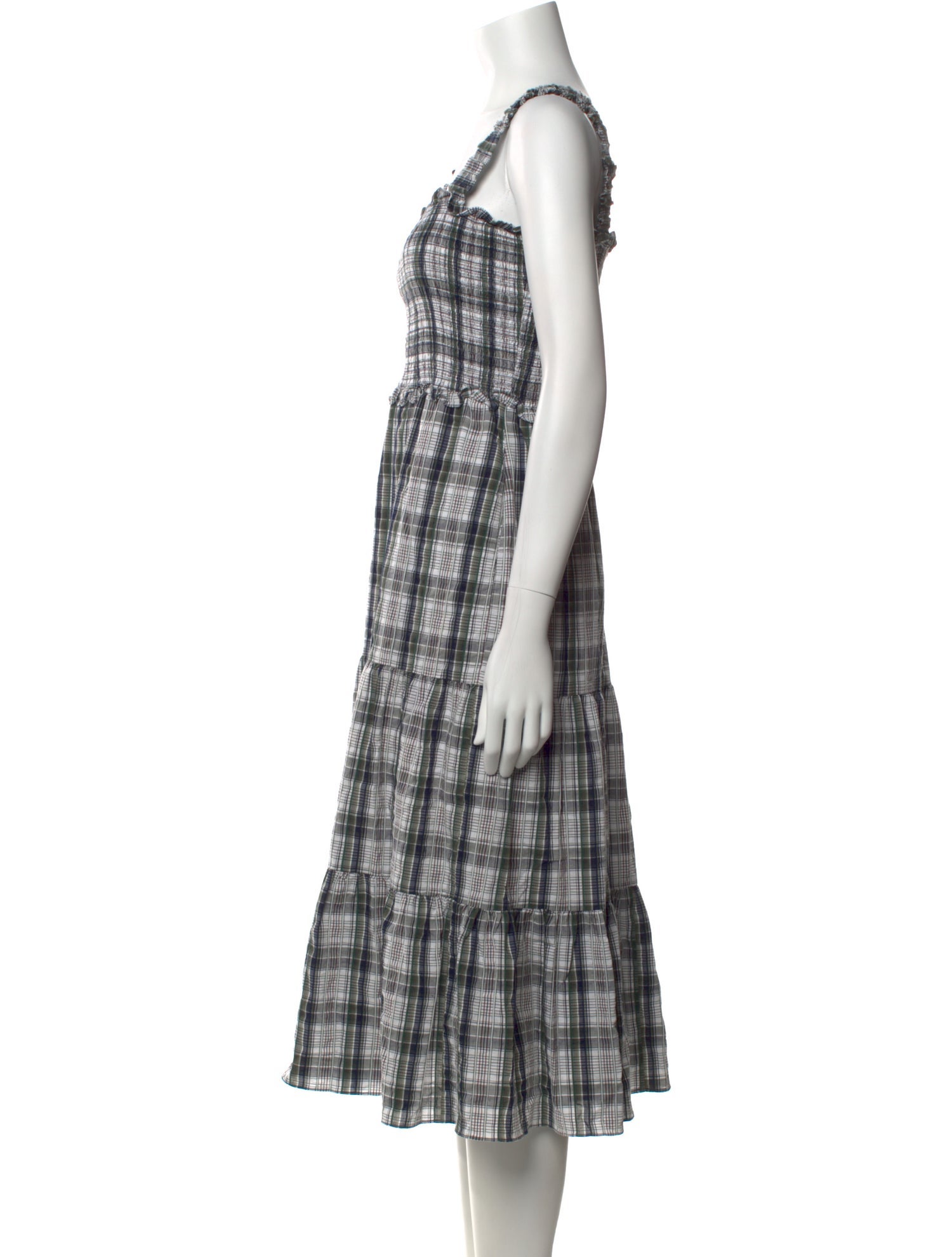 Veronica Beard Plaid Print Midi Length Dress