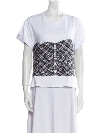 Plaid Print Crew Neck T-Shirt