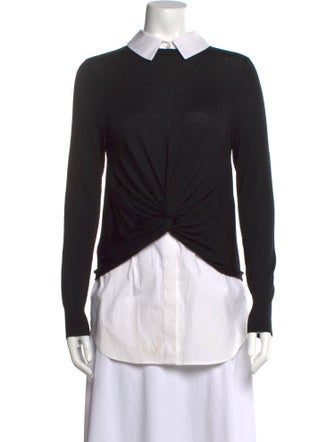 Veronica Beard Merino Wool Long Sleeve Button-Up Top