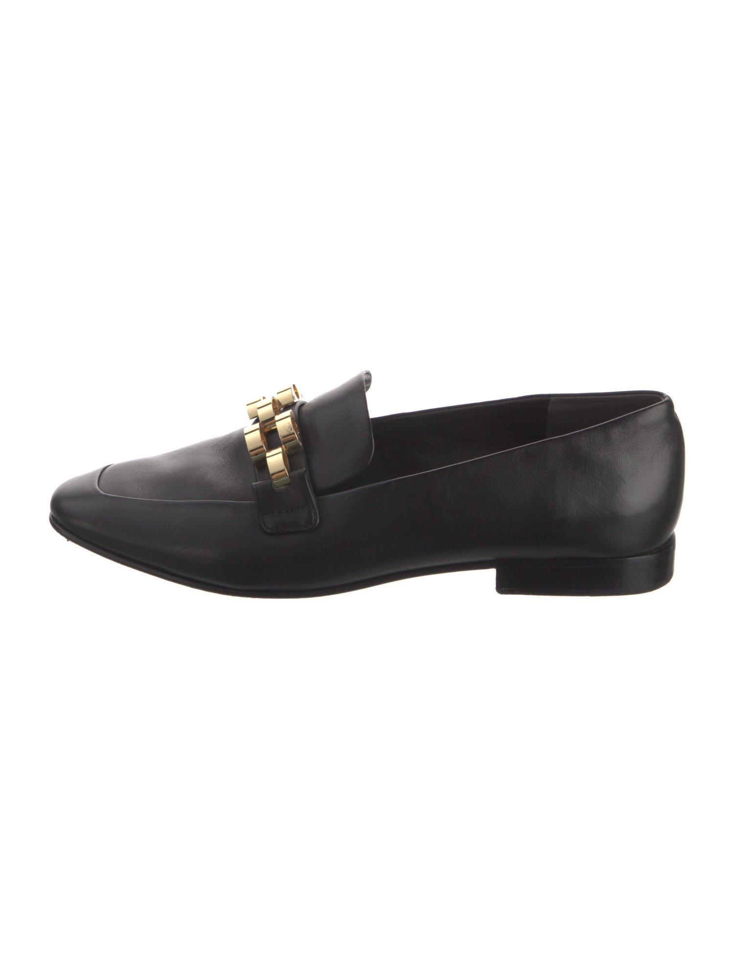 Veronica Beard Leather Chain-Link Accents Loafers