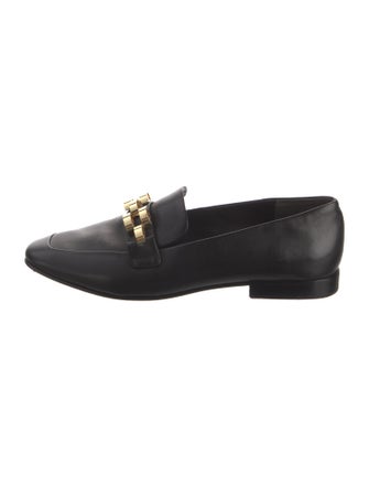 Veronica Beard Leather Chain-Link Accents Loafers