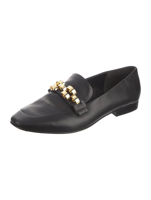 Veronica Beard Leather Chain-Link Accents Loafers