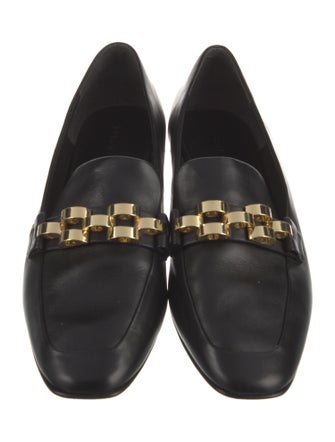 Veronica Beard Leather Chain-Link Accents Loafers