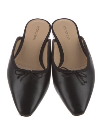 Veronica Beard Leather Bow Accents Mules
