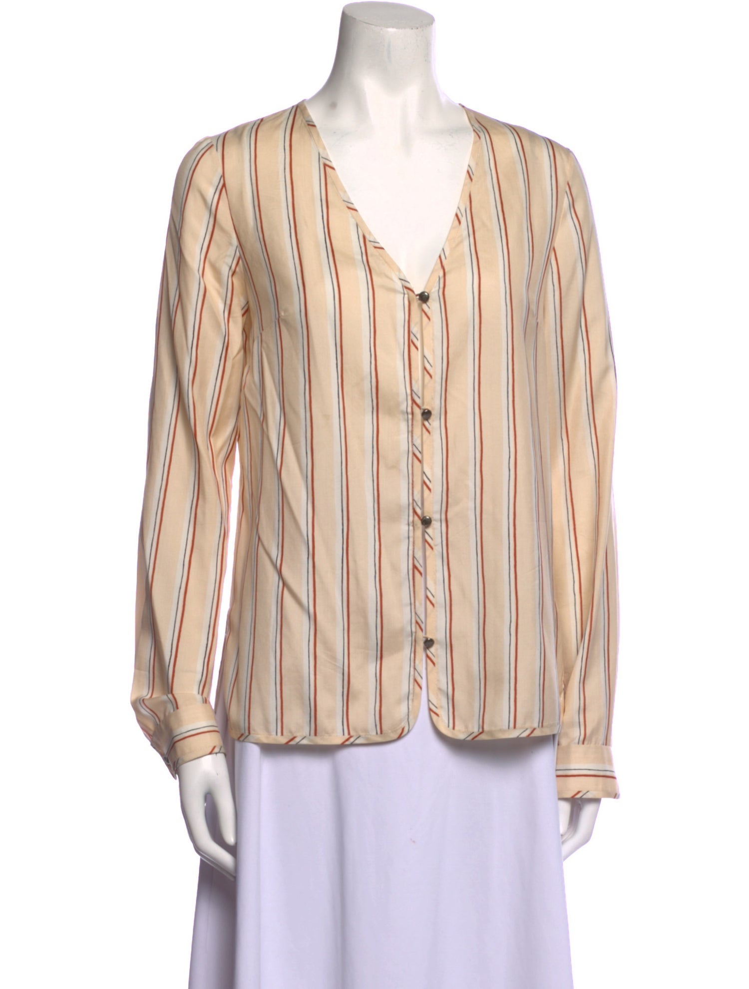 Veronica Beard Striped V-Neck Blouse