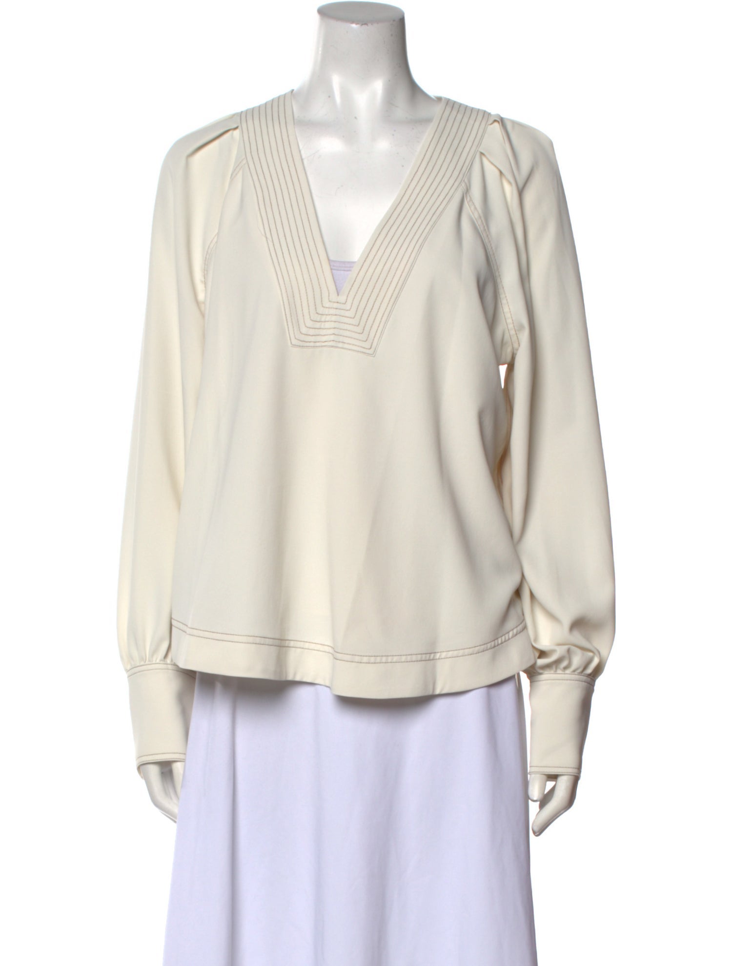 Veronica Beard V-Neck Long Sleeve Blouse