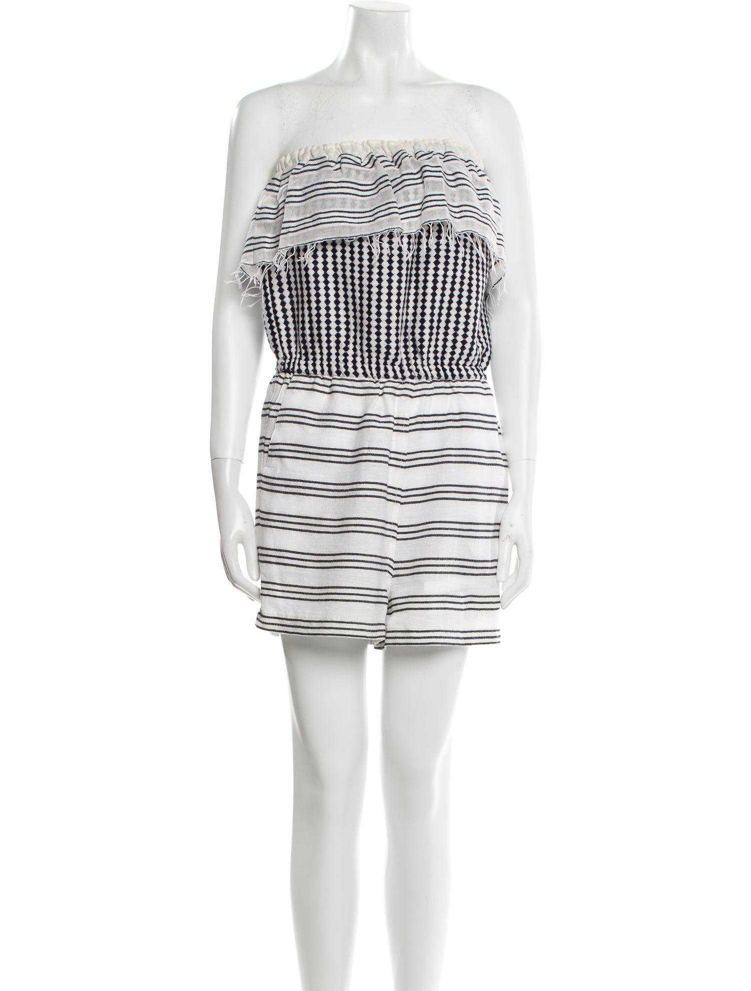 Veronica Beard Striped Strapless Romper