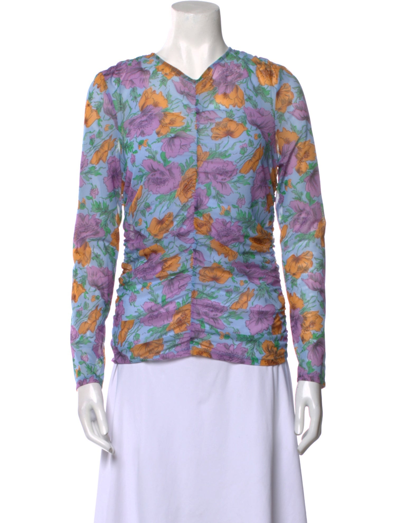 Veronica Beard Printed V-Neck Blouse