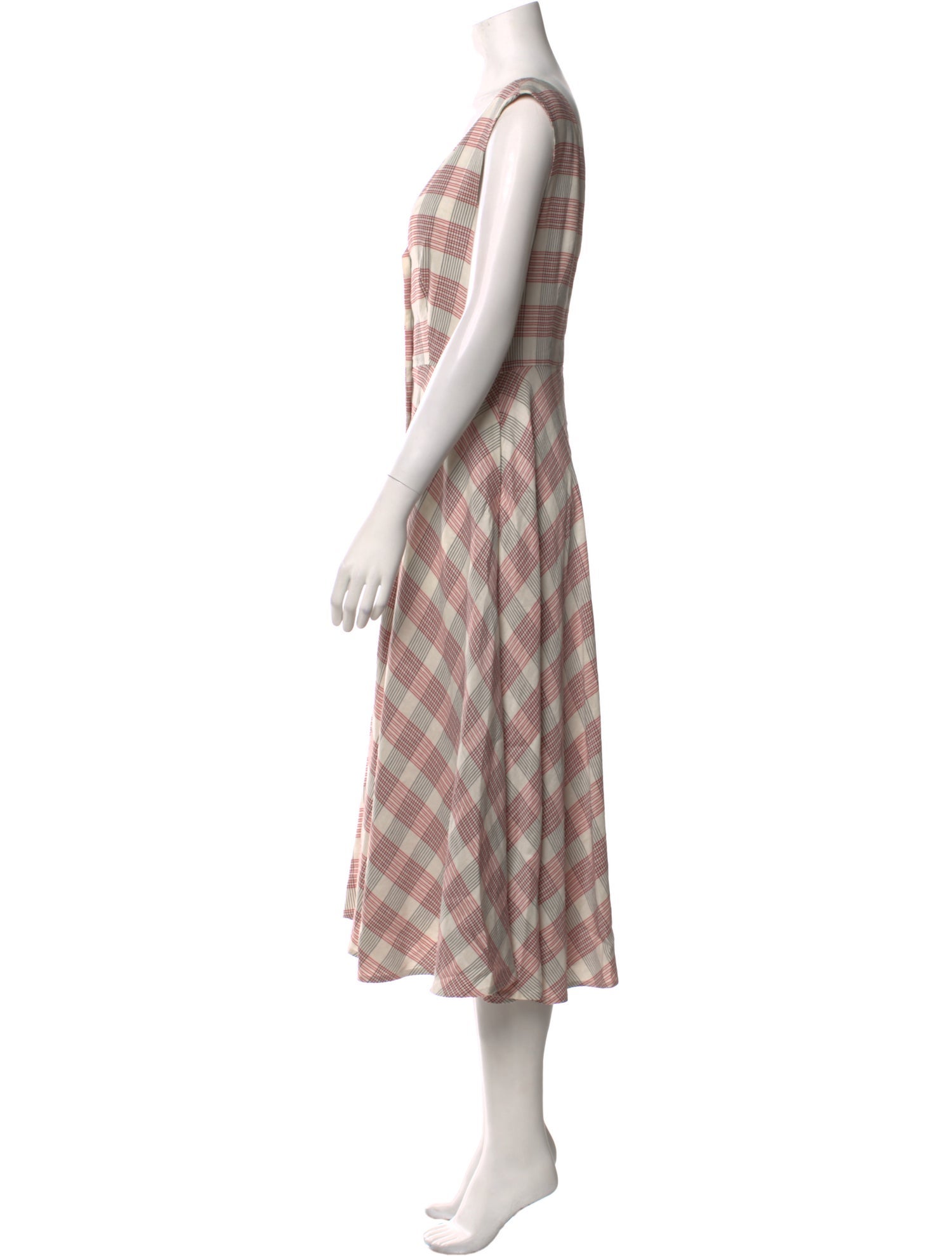 Veronica Beard Plaid Print Midi Length Dress