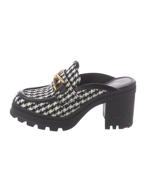 Veronica Beard Leather Houndstooth Print Mules
