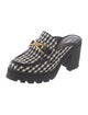 Veronica Beard Leather Houndstooth Print Mules