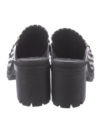Veronica Beard Leather Houndstooth Print Mules