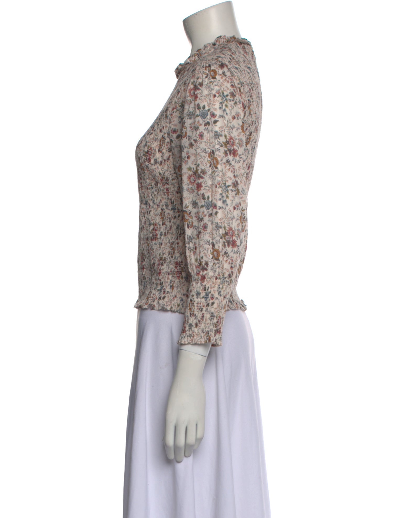 Veronica Beard Floral Print Crew Neck Crop Top