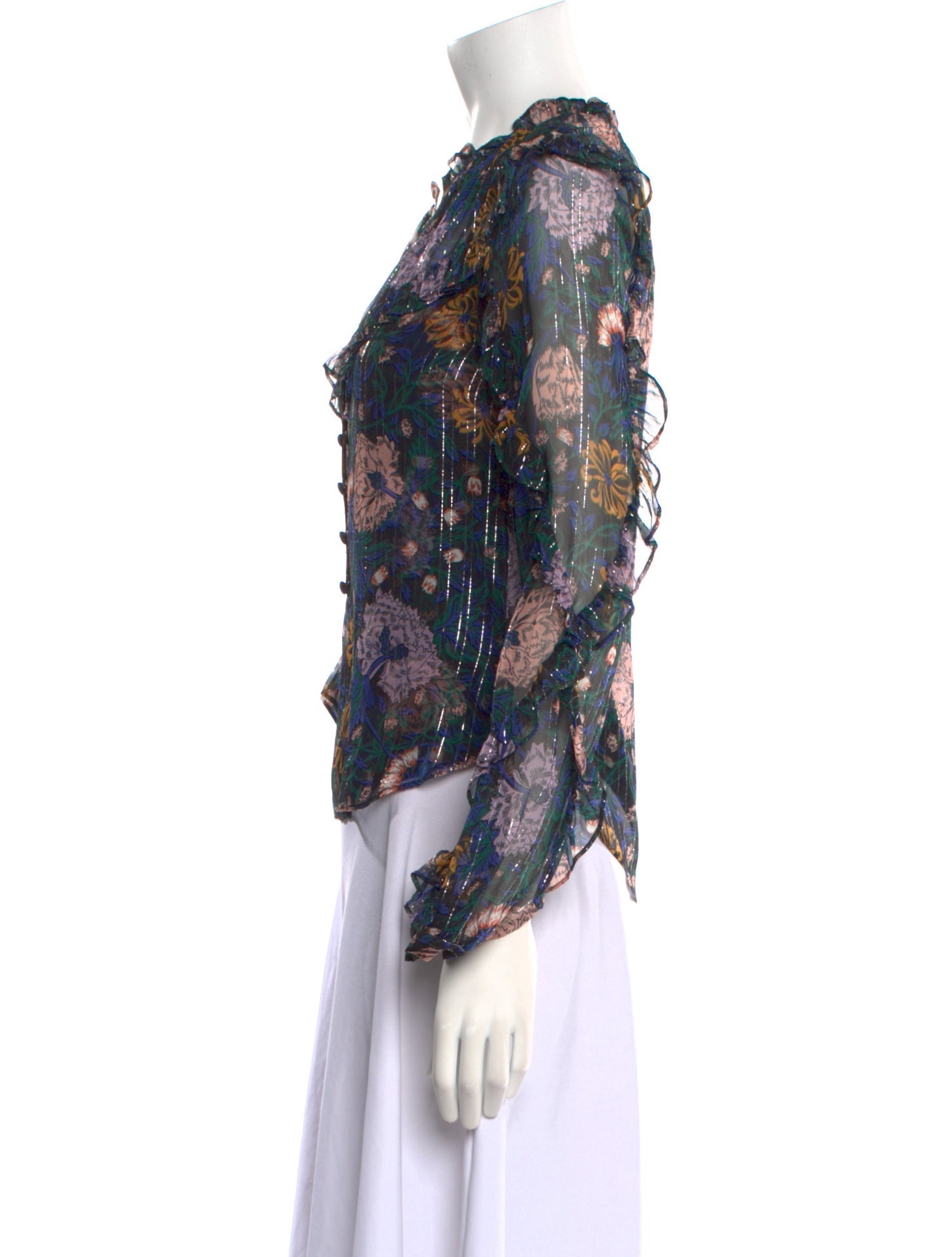 Veronica Beard Silk Printed Button-Up Top