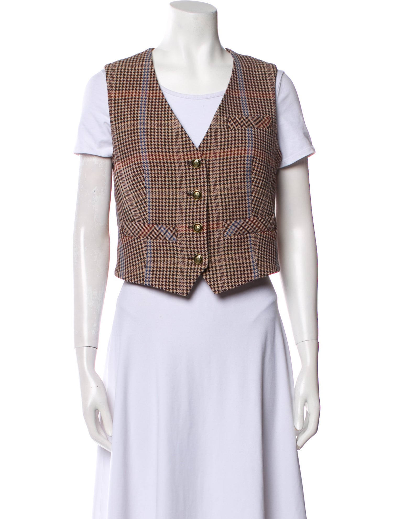 Veronica Beard Houndstooth Print Vest