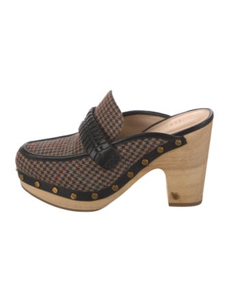 Veronica Beard Wool Houndstooth Print Slides