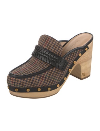 Veronica Beard Wool Houndstooth Print Slides