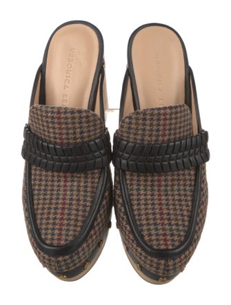 Veronica Beard Wool Houndstooth Print Slides