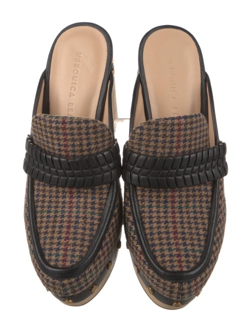 Veronica Beard Wool Houndstooth Print Slides