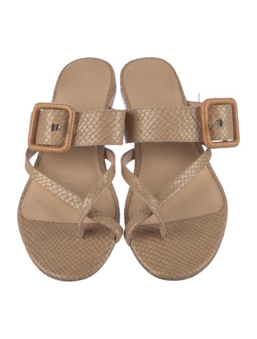 Veronica Beard Leather Animal Print Slides