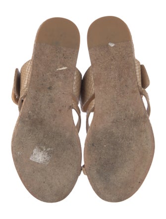 Veronica Beard Leather Animal Print Slides