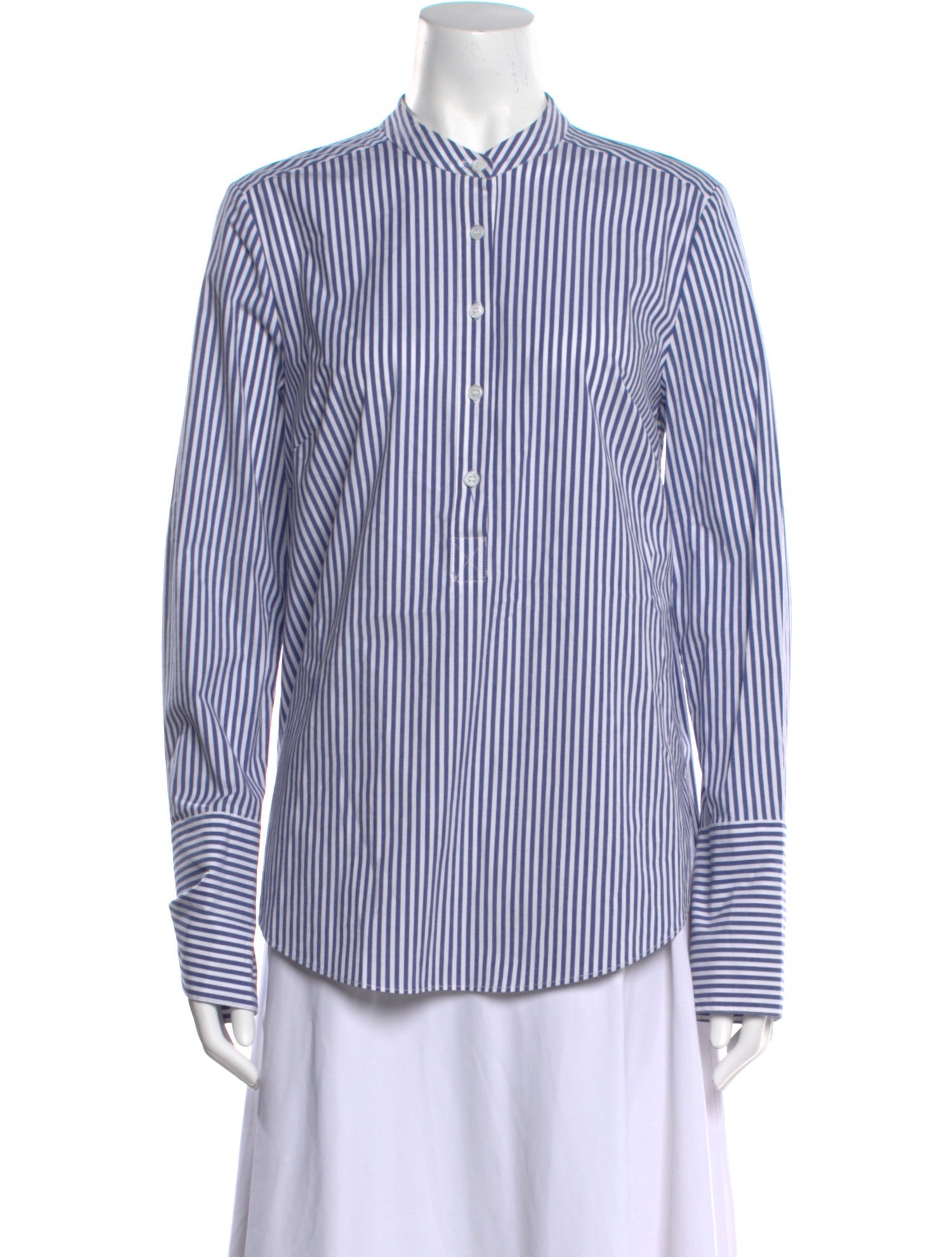 Veronica Beard Striped Long Sleeve Button-Up Top
