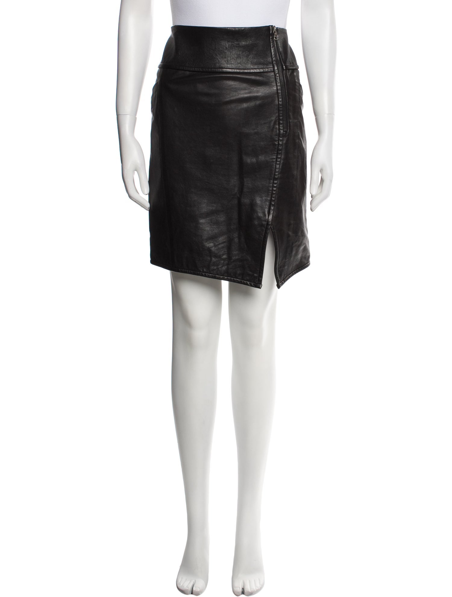 Veronica Beard Leather Knee-Length Skirt