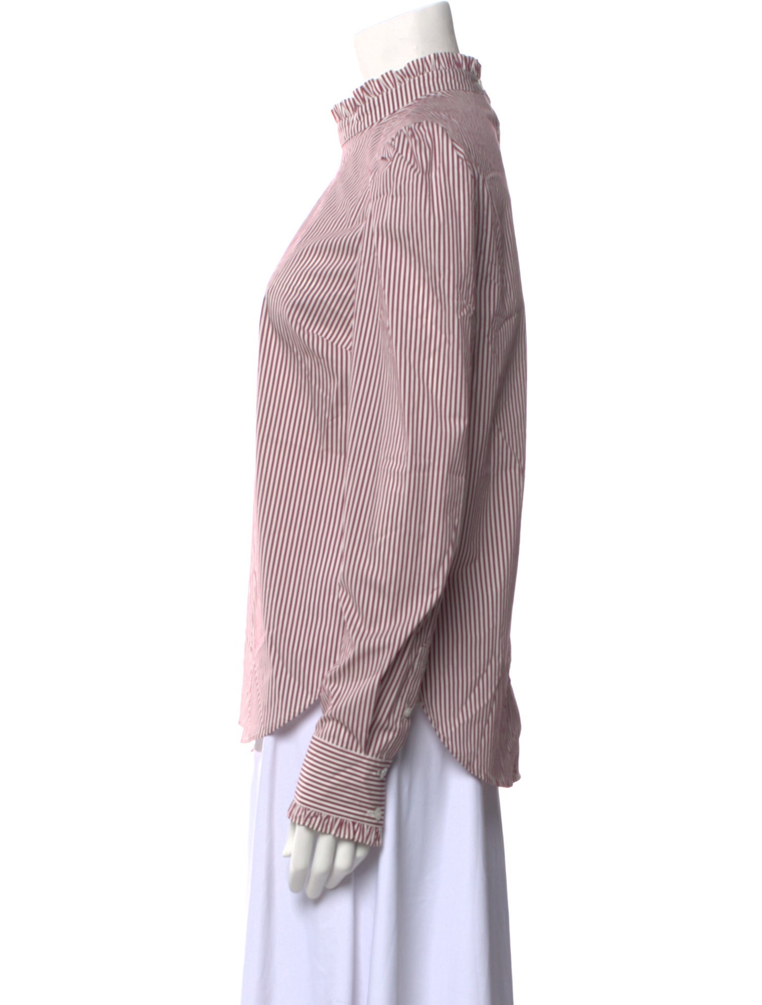 Veronica Beard Striped Mock Neck Button-Up Top w/ Tags