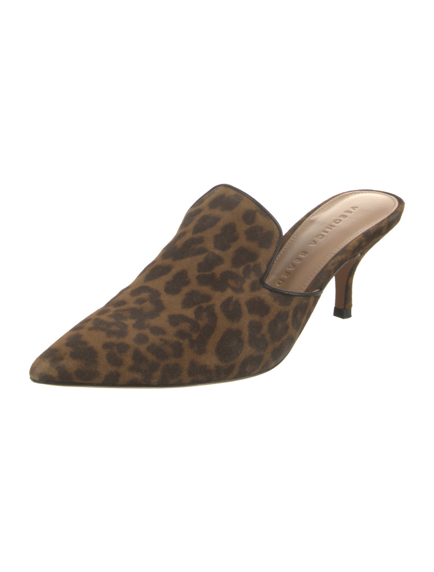 Veronica Beard Suede Animal Print Mules