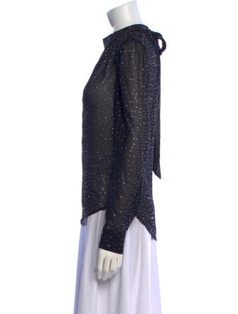 Veronica Beard Silk Mock Neck Button-Up Top