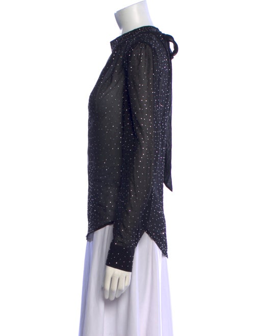 Veronica Beard Silk Mock Neck Button-Up Top