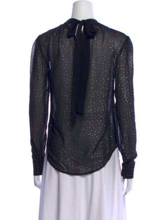 Veronica Beard Silk Mock Neck Button-Up Top