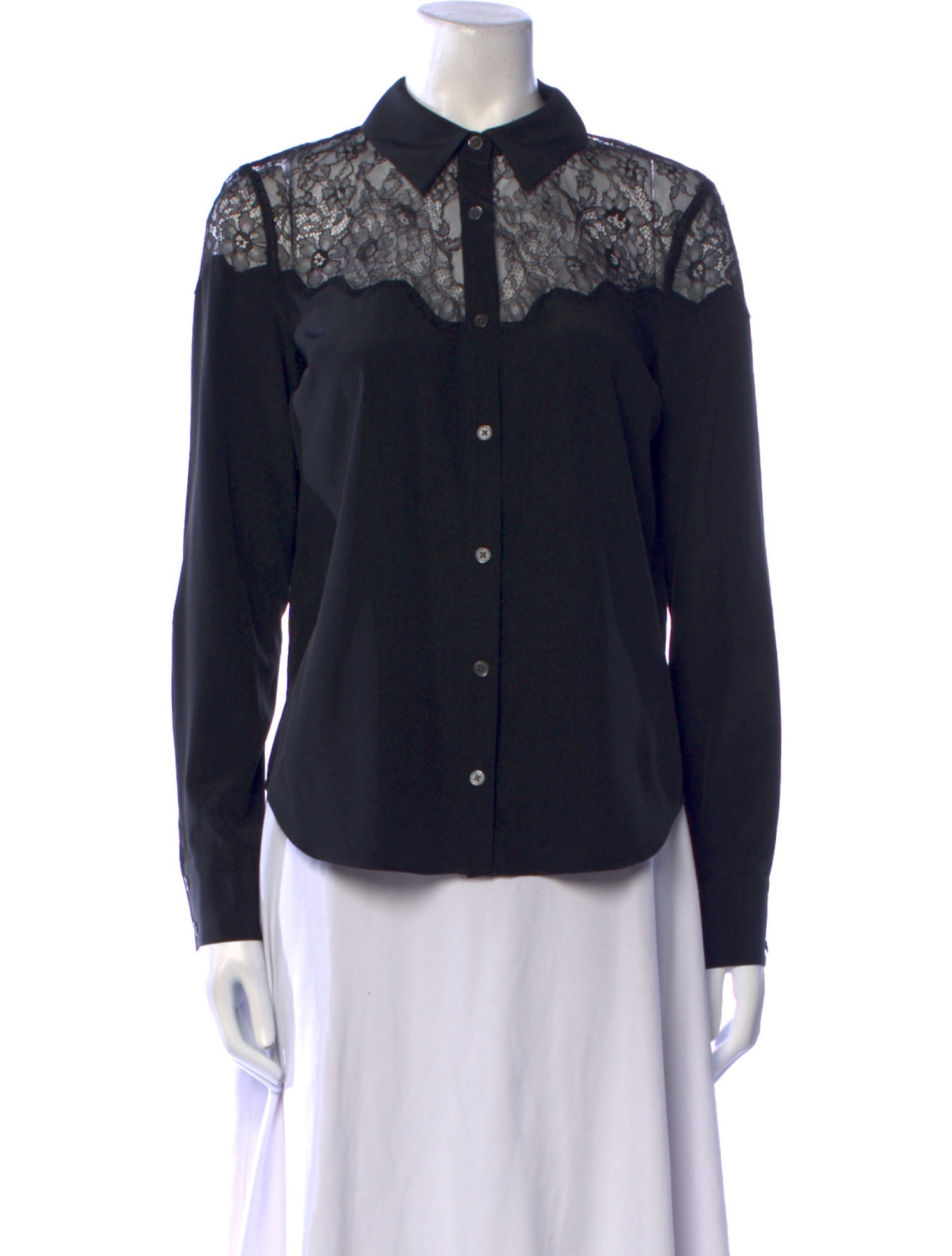 Veronica Beard Silk Long Sleeve Button-Up Top