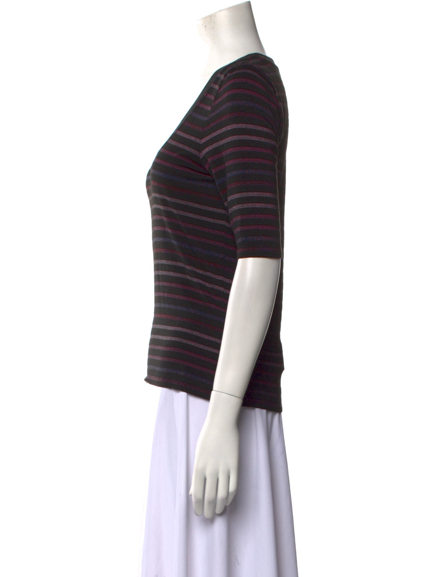 Veronica Beard Striped Scoop Neck T-Shirt