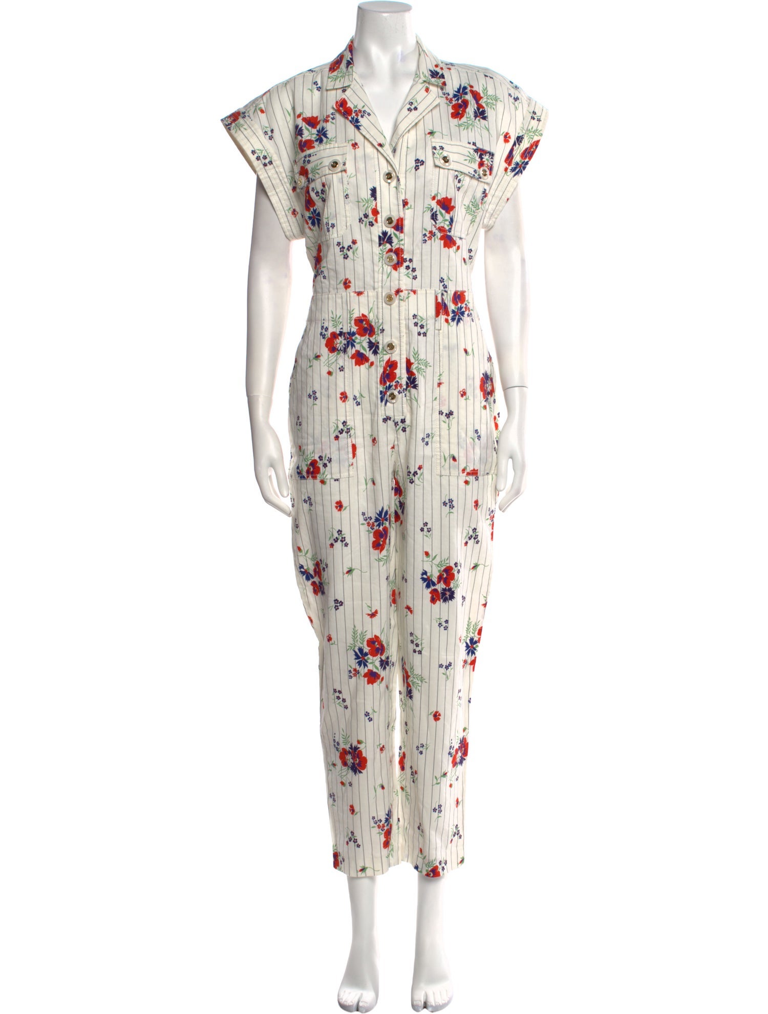 Veronica Beard Linen Floral Print Jumpsuit