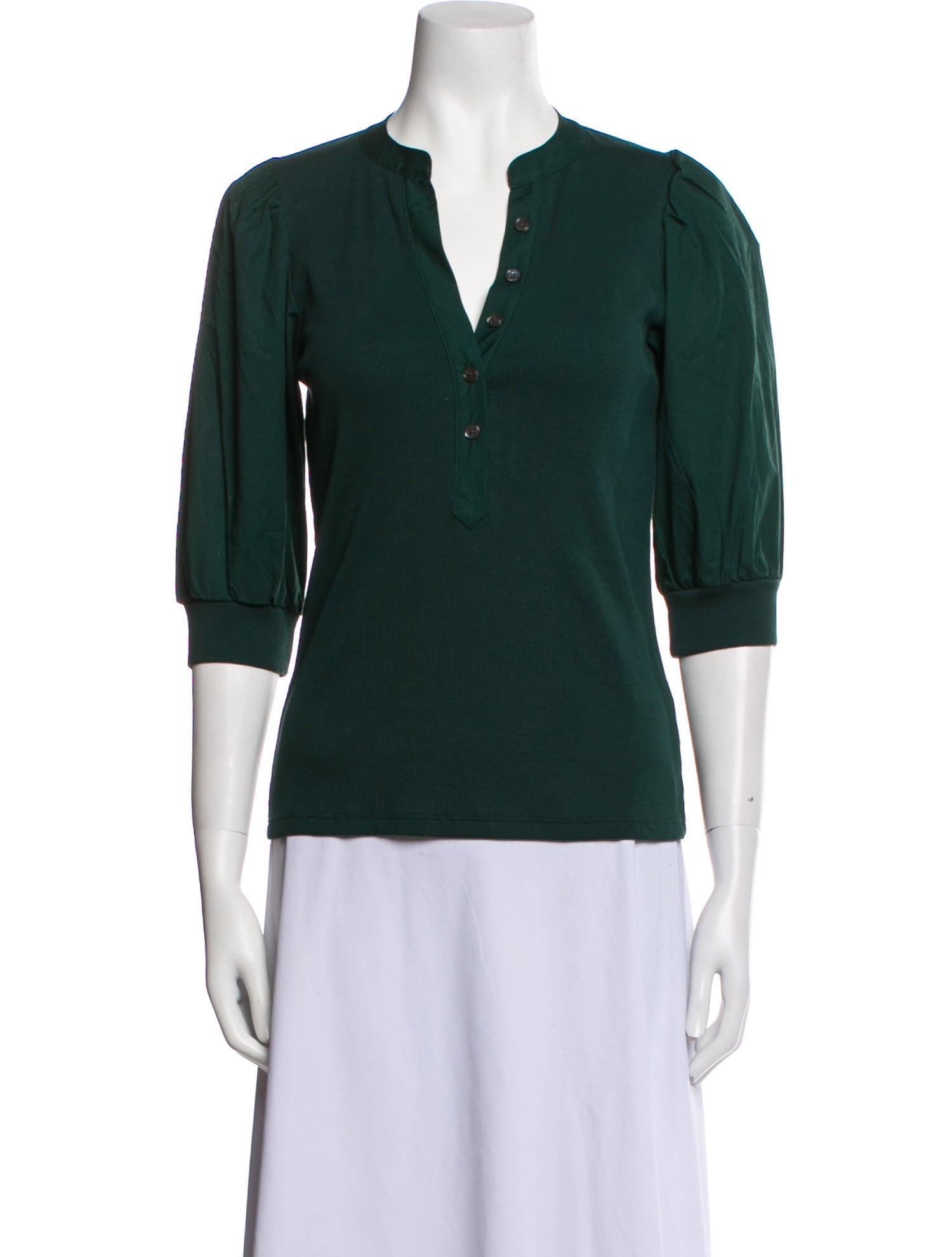 Veronica Beard V-Neck Three-Quarter Sleeve Polo w/ Tags