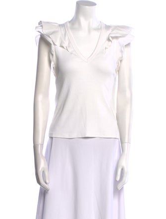 Veronica Beard V-Neck Short Sleeve Top