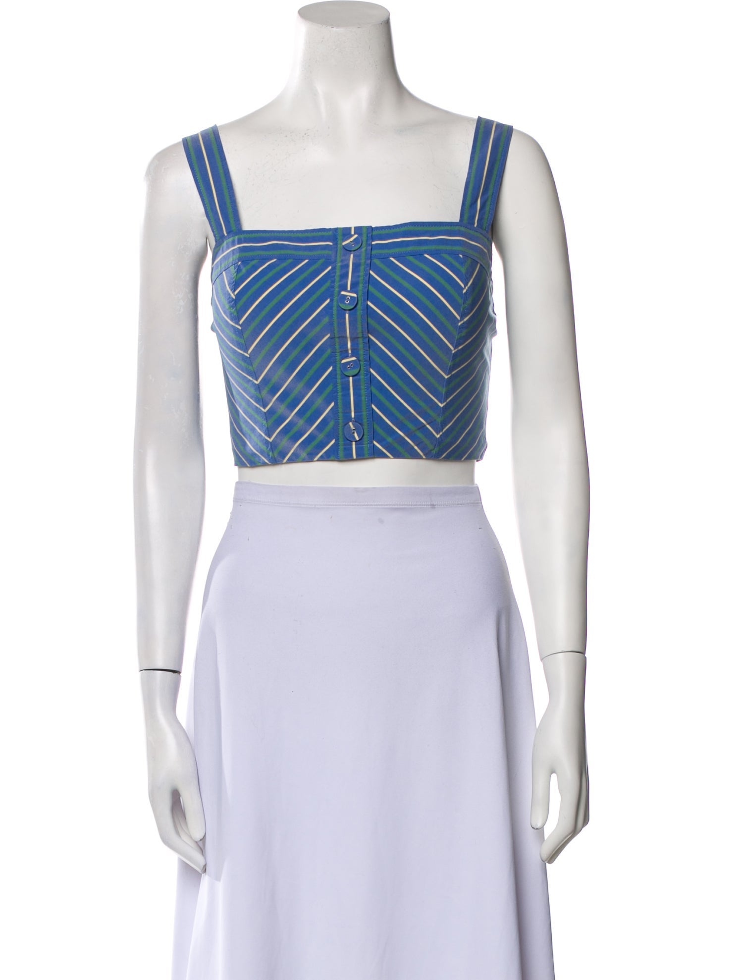 Veronica Beard Striped Square Neckline Crop Top