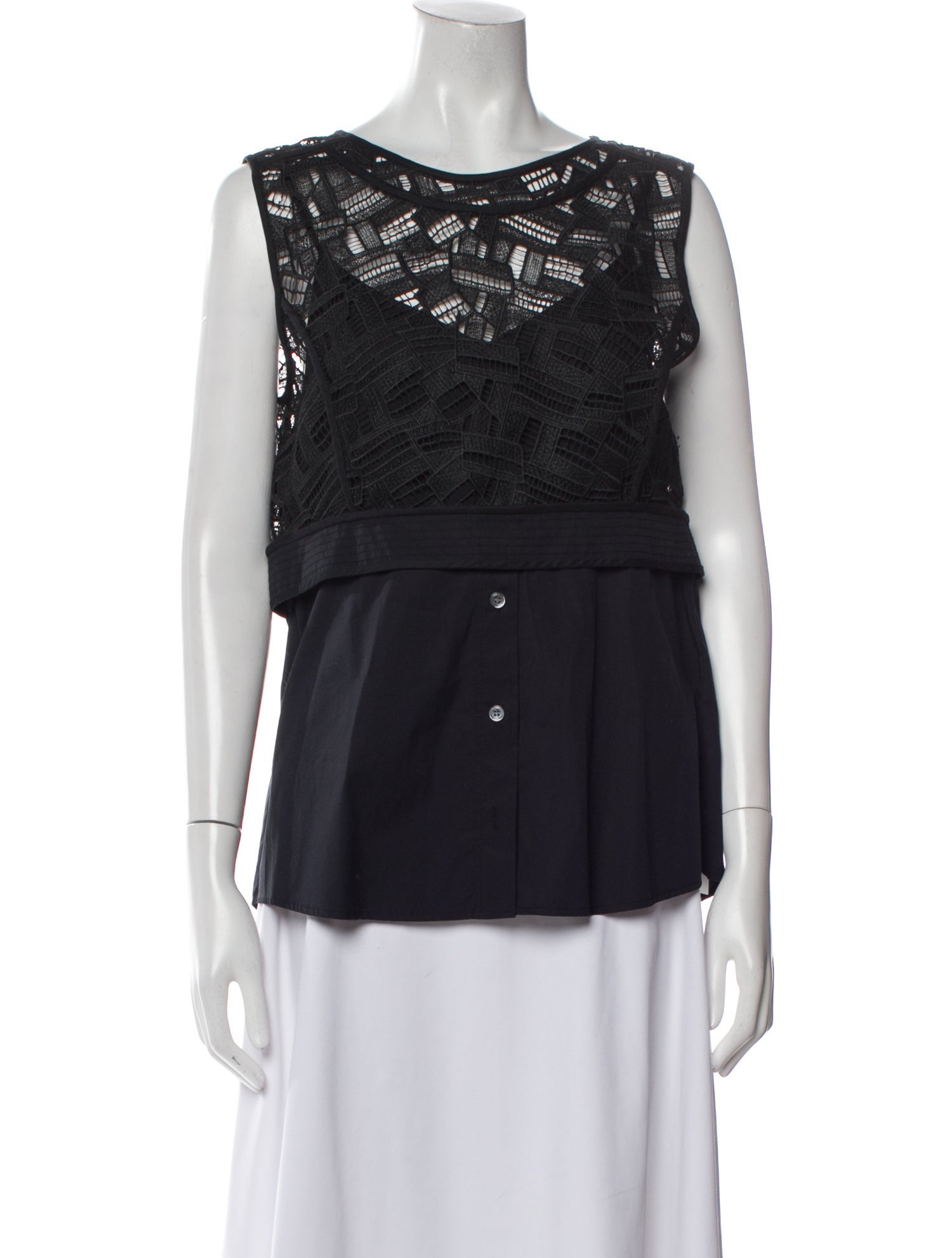 Veronica Beard Bateau Neckline Sleeveless Top