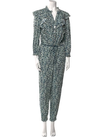 Veronica Beard Printed V-Neck Jumpsuit