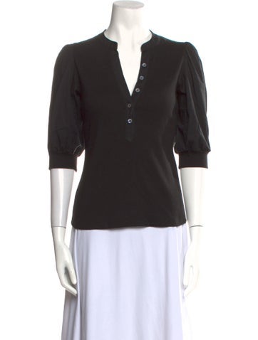 Veronica Beard Tops V-Neck Three-Quarter Sleeve Polo S