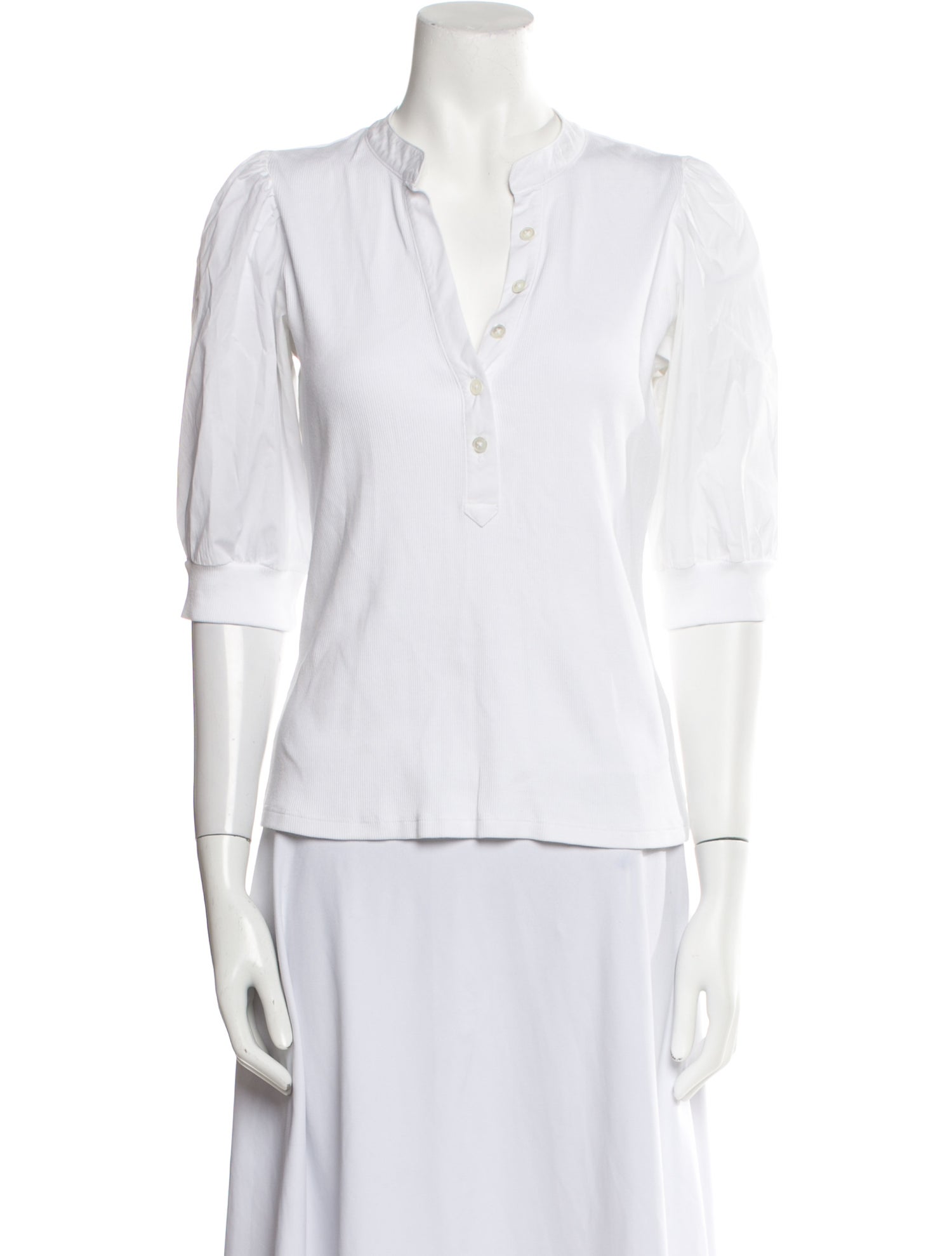 Veronica Beard V-Neck Three-Quarter Sleeve Polo