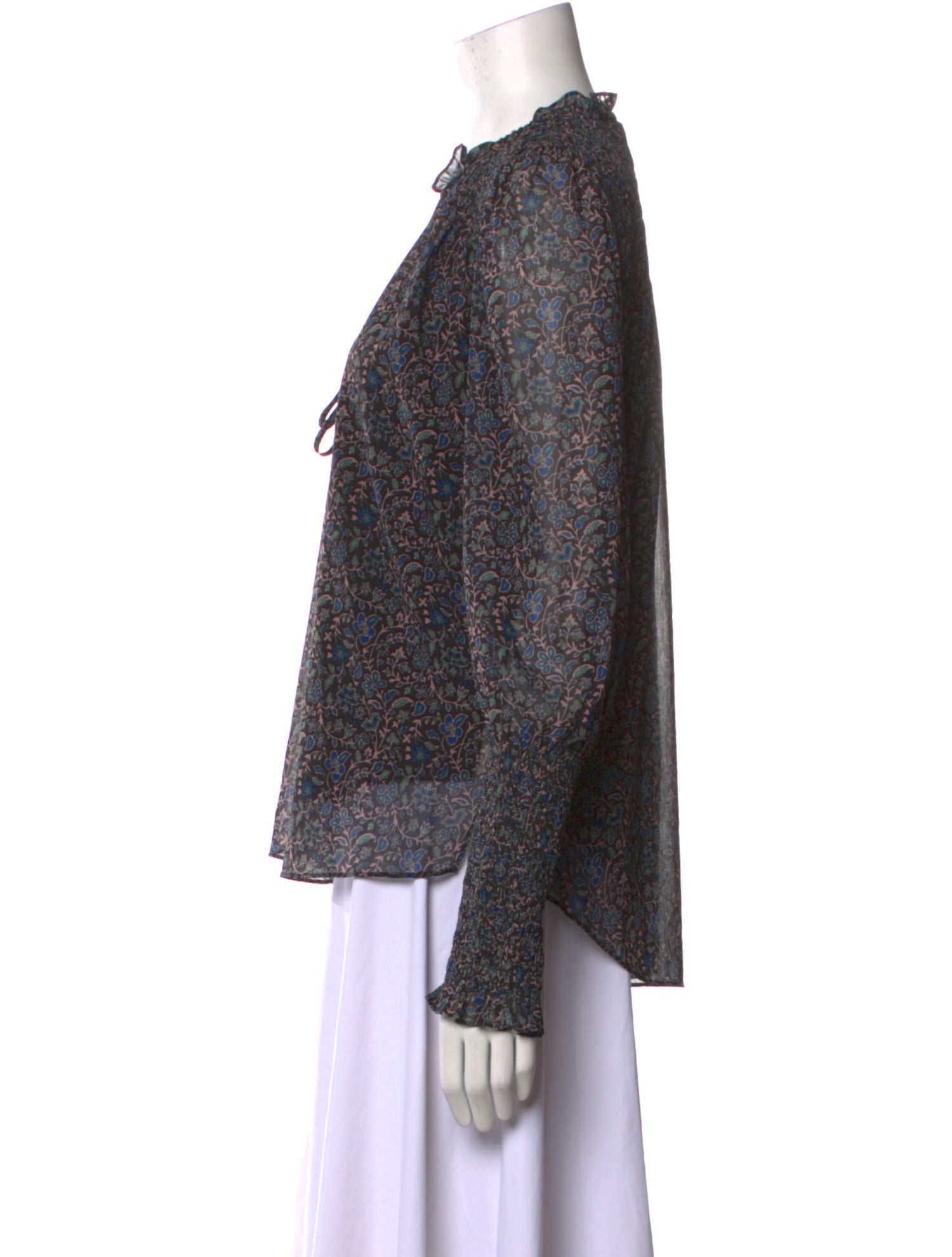 Veronica Beard Floral Print V-Neck Blouse