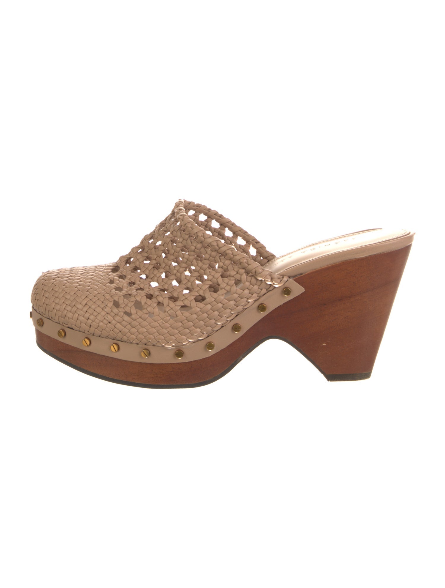 Veronica Beard Leather Studded Accents Slides