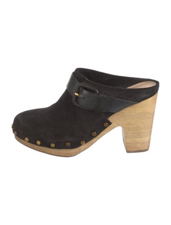 Veronica Beard Suede Studded Accents Mules