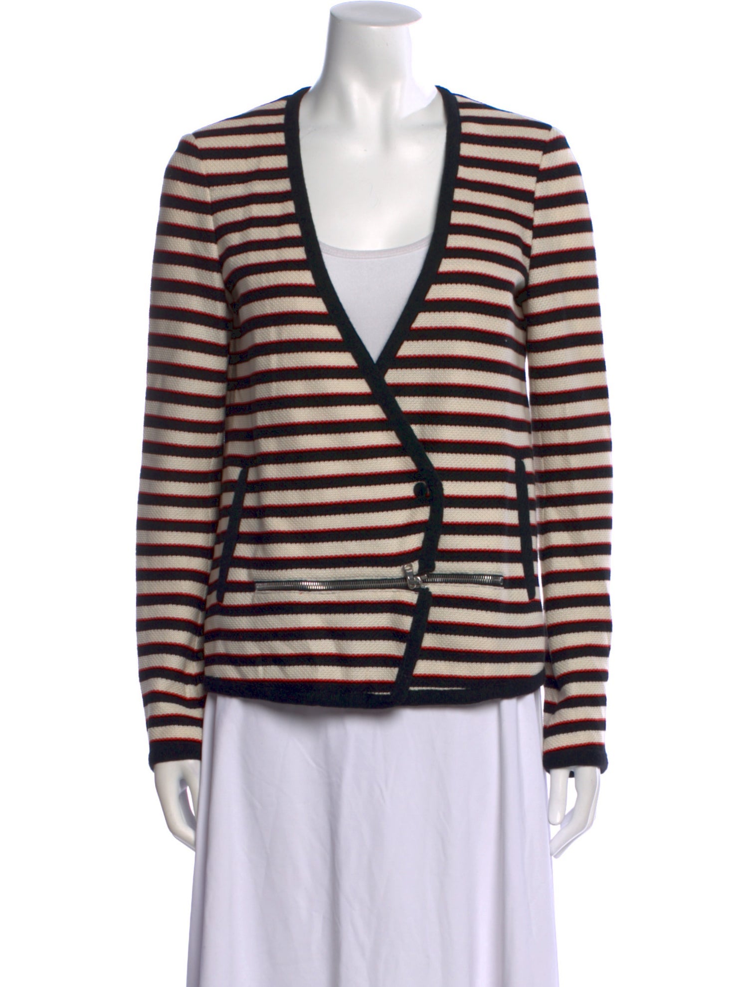 Veronica Beard Striped V-Neck Sweater