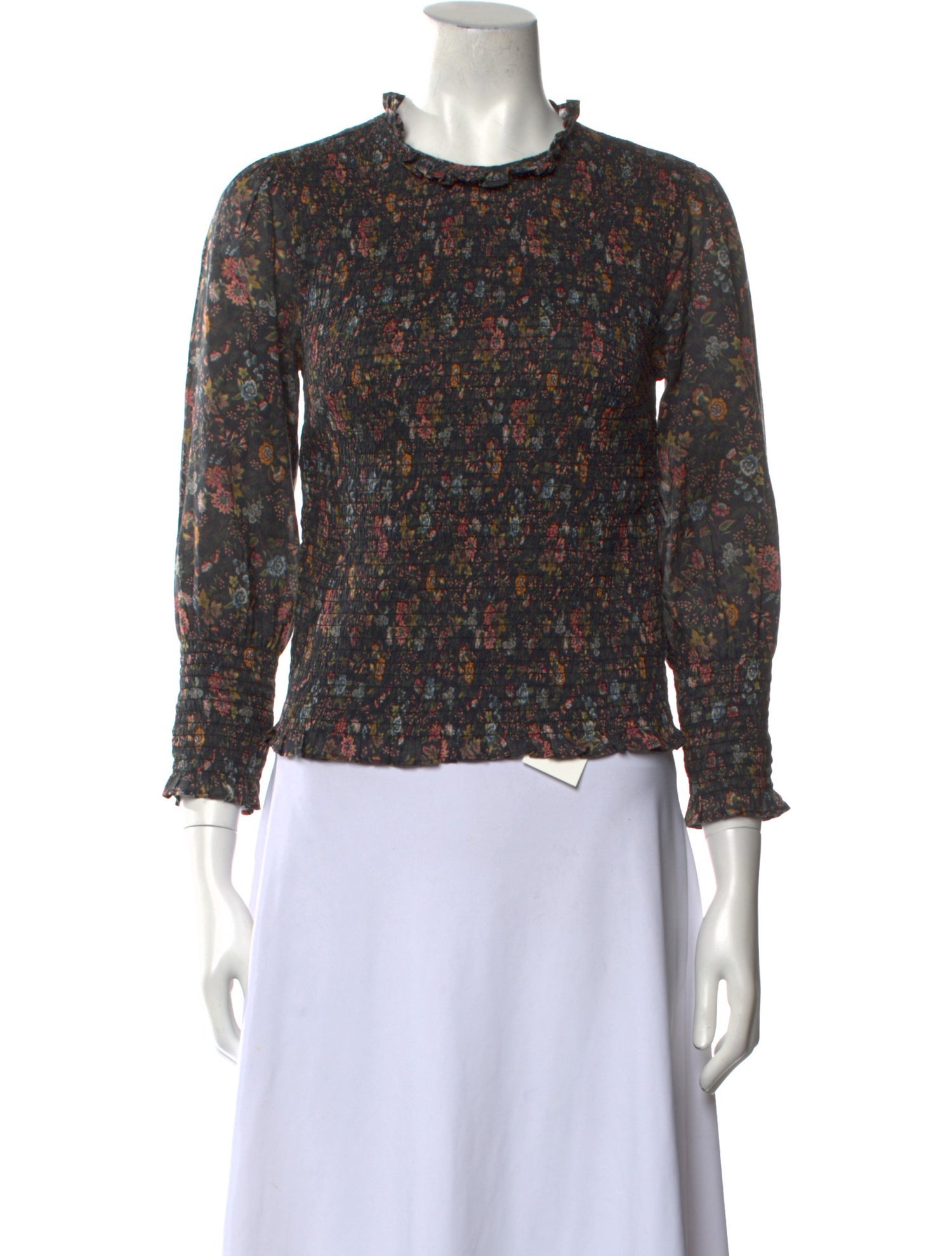 Veronica Beard Floral Print Crew Neck Blouse