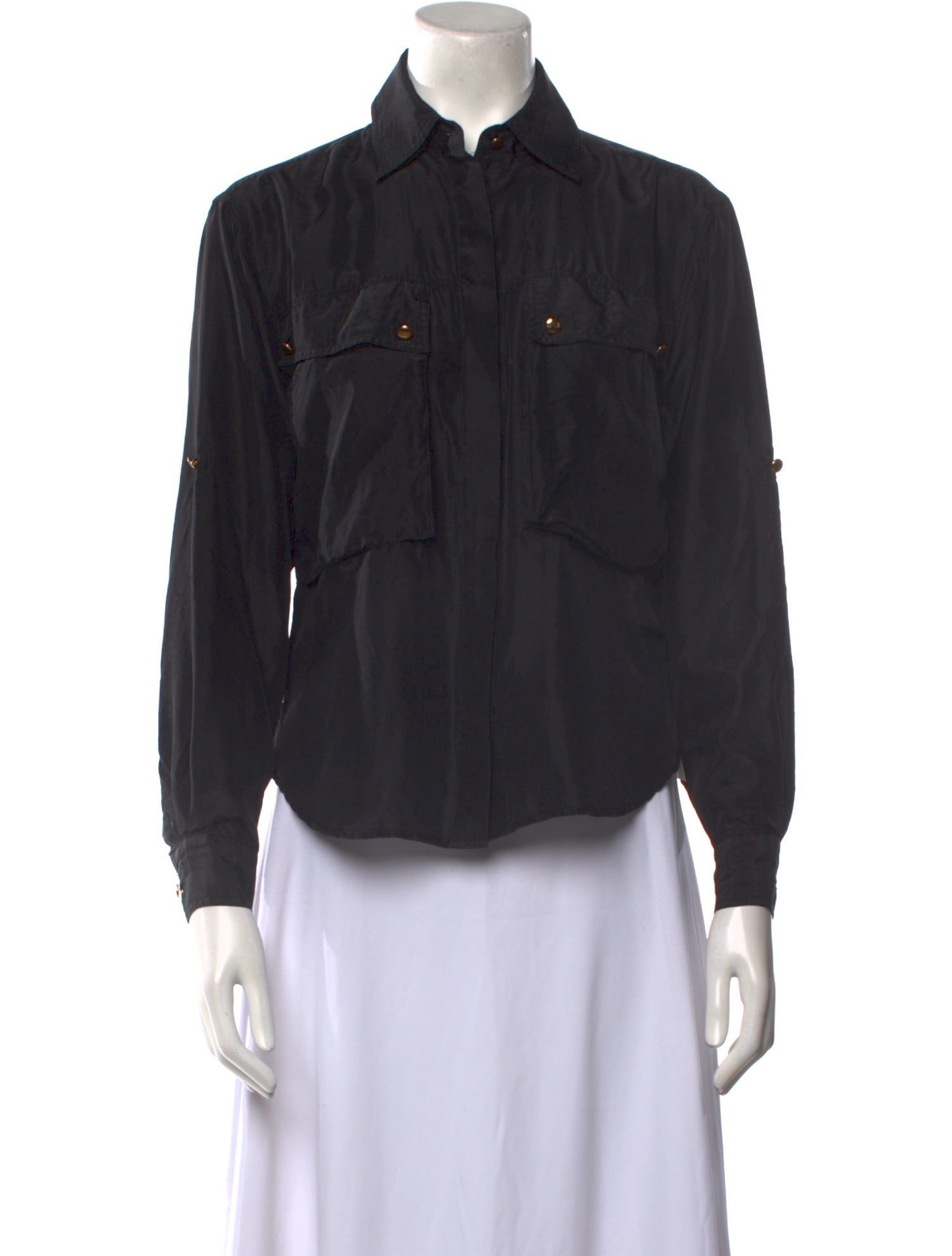Veronica Beard Silk Long Sleeve Button-Up Top